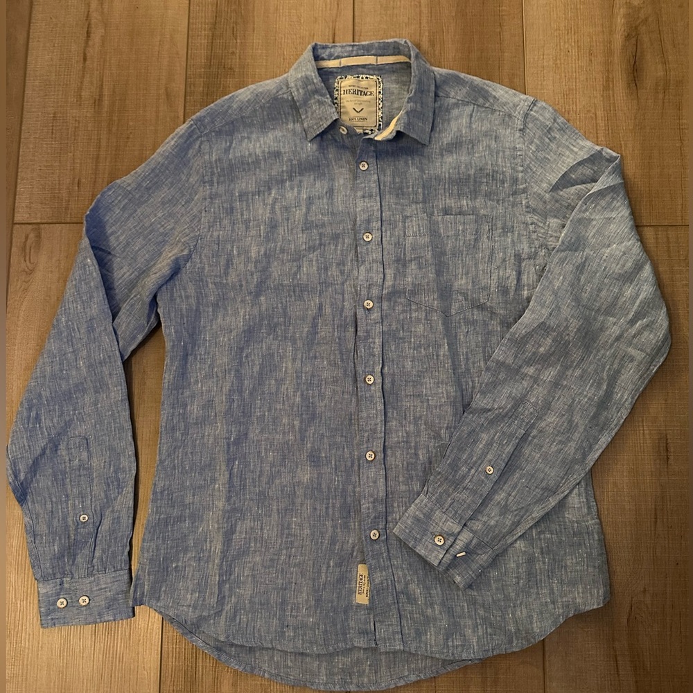 Heritage Chambray Linen Button Down Shirt - L